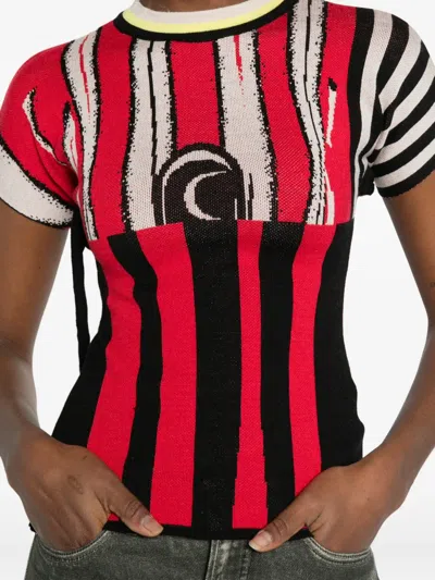 Ottolinger Striped Knit T-shirt In Multi