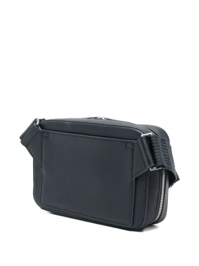 Sandro Leather Messenger Bag In Blue