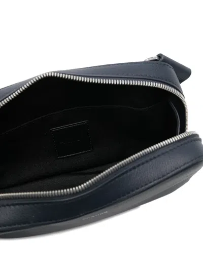 Sandro Leather Messenger Bag In Blue