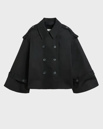 By Malene Birger Cropped Double Breasted Trench Jacket In Black