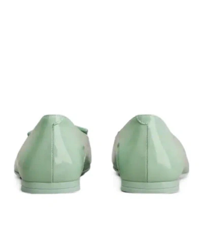 Roger Vivier Round Toe Gommettine Buckle Bow Ballerinas In Green