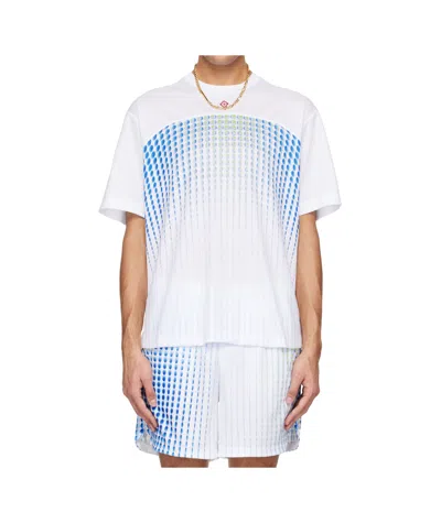 Casablanca Crew Neck Graphic Print Short Sleeve T Shirt In White