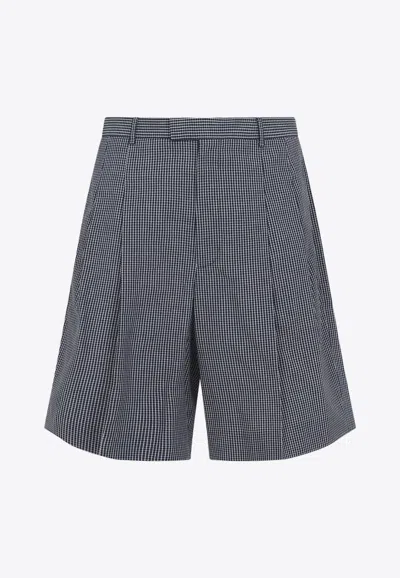 Givenchy Whiteblue Check Pattern Shorts In Blue