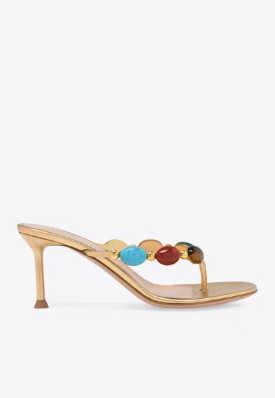 Gianvito Rossi Shanti Thong 70mm Leather Sandals In Multi