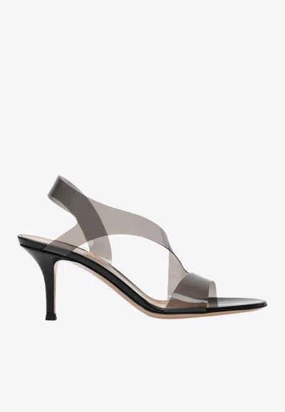 Gianvito Rossi Pvc Metropolis Sandals Transparent Straps In Black