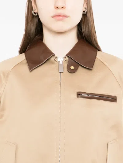 Sacai Cut-out Collared Jacket In Neutral