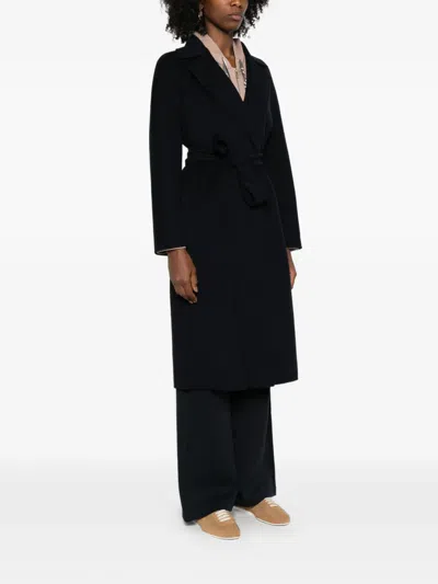 Max Mara Studio Wrap-around Double-drape Jacket With Long Kimono Sleeves In Blue