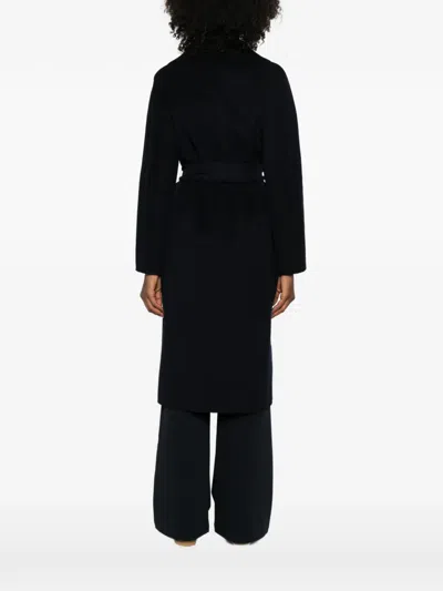 Max Mara Studio Wrap-around Double-drape Jacket With Long Kimono Sleeves In Blue