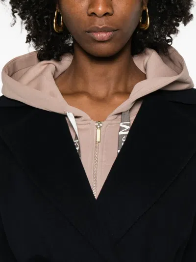 Max Mara Studio Wrap-around Double-drape Jacket With Long Kimono Sleeves In Blue
