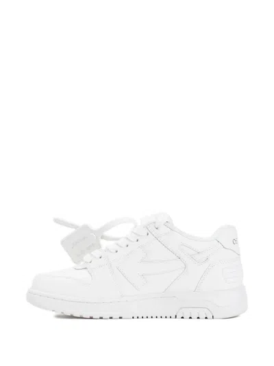 Off-white Monochromatic Leather Sneakers With Textured Sole In White
