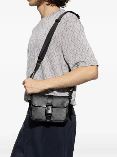 Coach League Logo-patterned Shoulder Bag In Black