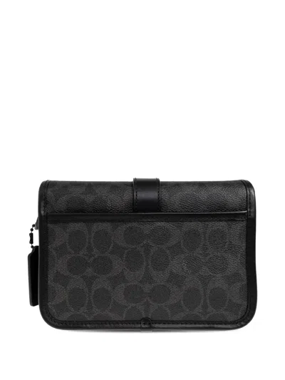 Coach League Logo-patterned Shoulder Bag In Black