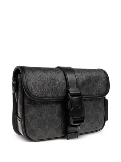Coach League Logo-patterned Shoulder Bag In Black