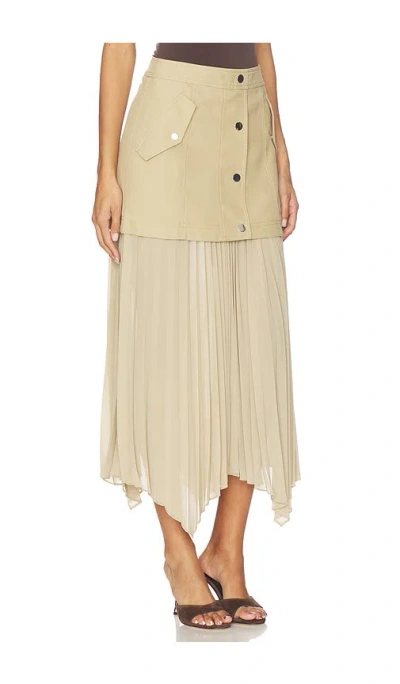 Veronica Beard Patricka Asymmetric Layered Pleated Woven Skirt In Neutral