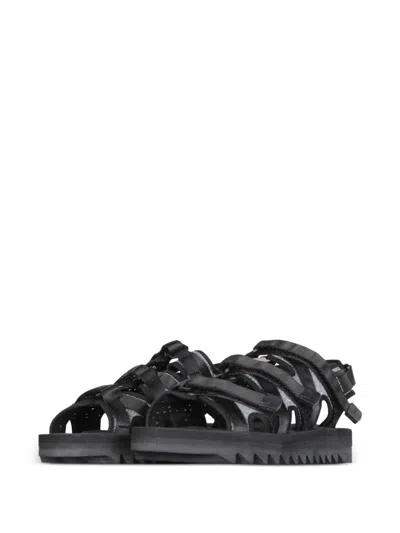 Suicoke Touch-strap Flat Sandals In Black