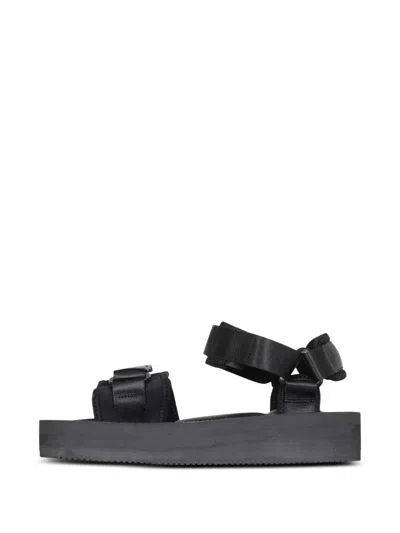 Suicoke Platform Strap Sandals In Black