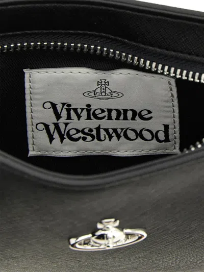 Vivienne Westwood Tasha Shoulder Phone Bag Faux Leather Black-3d-orb