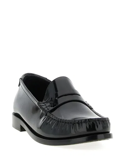 Saint Laurent Le Loafer Loafers In Polished Wrinkled Leather In Black