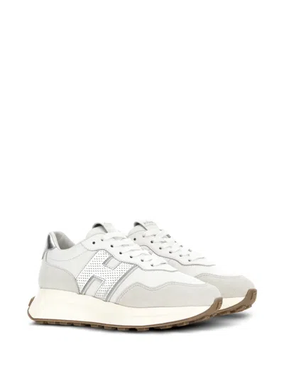 Hogan Women Silver H641 Leather Sneakers, 6.5 Luxury Sneakers For Women Darveys In White