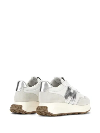 Hogan Women Silver H641 Leather Sneakers, 6.5 Luxury Sneakers For Women Darveys In White