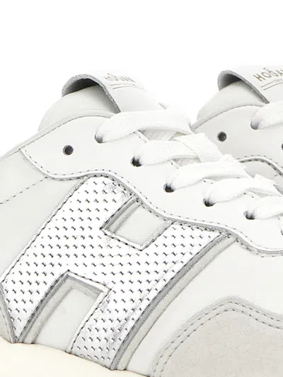 Hogan Women Silver H641 Leather Sneakers, 6.5 Luxury Sneakers For Women Darveys In White