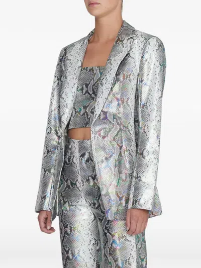 Rotate Birger Christensen Snake-pattern Blazer In Gray