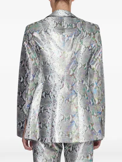 Rotate Birger Christensen Snake-pattern Blazer In Gray