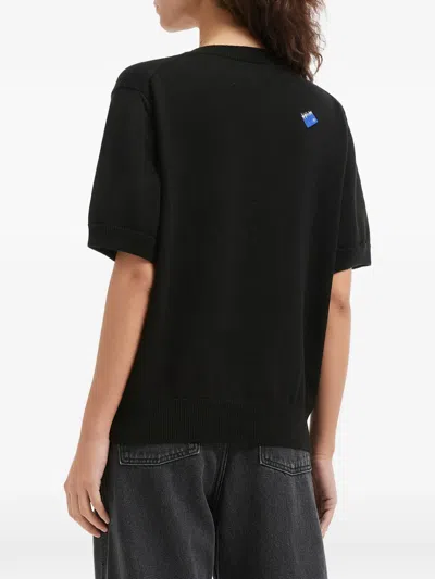 Ader Error V-neck Logo-patch T-shirt In Black