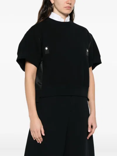 Sacai Sponge X Nylon Twill Sweatshirt In Black
