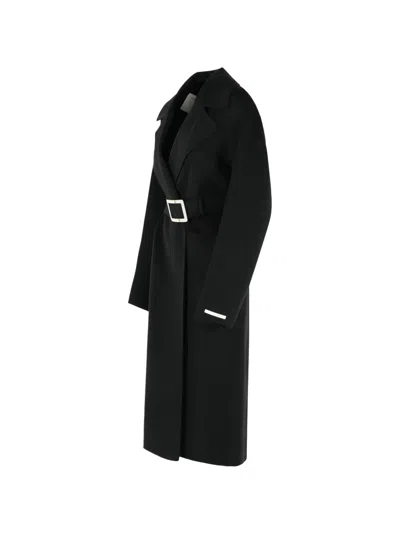 Sportmax Cose Robe Coat Virgin Wool Belted In Black