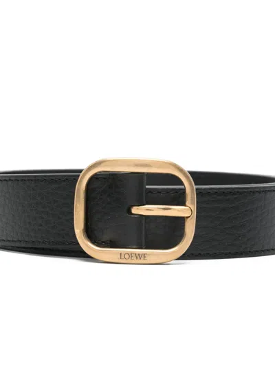 Loewe Rounded Leather Belt In Black