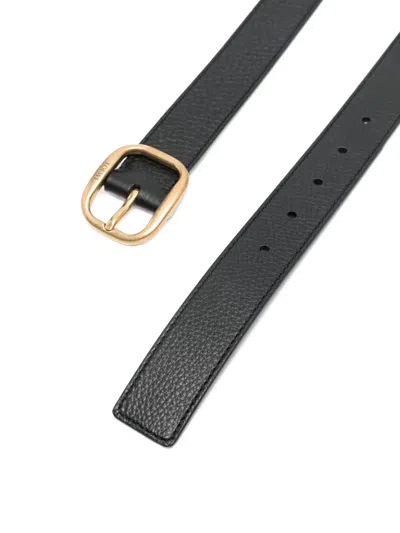 Loewe Rounded Leather Belt In Black