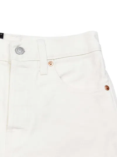 Levi's White Cotton Polyester Elastane Shorts In White