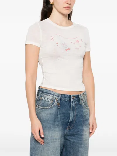Re/done Tiny Tee Together Vintagewhite In White