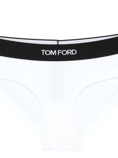 Tom Ford Logo-waistband Briefs In White
