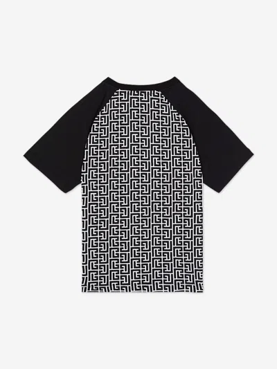 Balmain Boys Monogram Logo T-shirt In Black