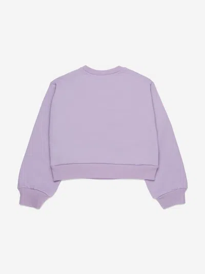 Marni Kids Purple Cotton Cropped Embroidered Logo Sweatshirt