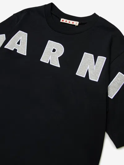 Marni Jersey T-shirt With Logo Embroidery Kids In Black