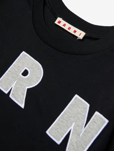 Marni Jersey T-shirt With Logo Embroidery Kids In Black