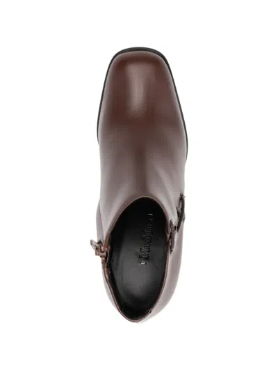Max Mara Braiday Criss-cross Heeled Boots In Brown