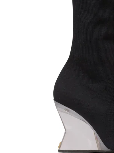 Balmain Knitted Wedge Over-the-knee Boots In Black
