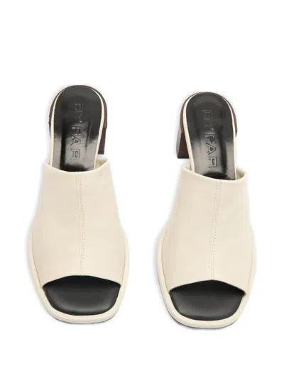 By Far Francisco Square-toe Mules In White