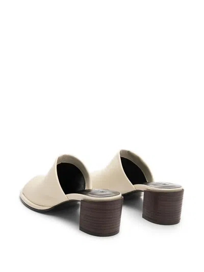 By Far Francisco Square-toe Mules In White
