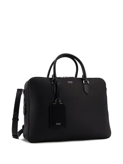 Tom Ford Top Handle Briefcase In Black