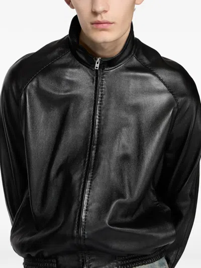 Acne Studios Full-zip Leather Jacket In Black