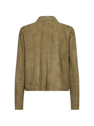 Arma Buttoned Leather Jacket In Green