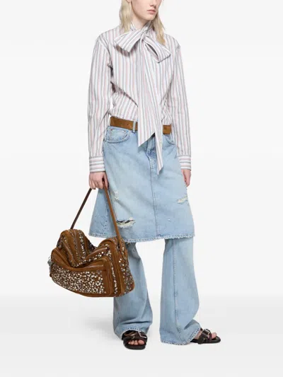 Acne Studios Striped-pattern Tie Shirt In White