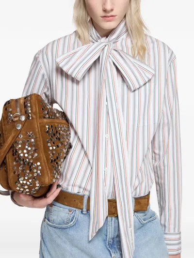 Acne Studios Striped-pattern Tie Shirt In White