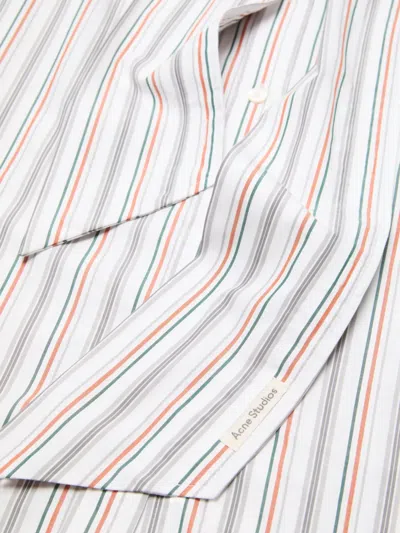 Acne Studios Striped-pattern Tie Shirt In White