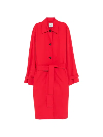 Totême Womens Poppy Light Spring Belted Cotton-poplin Trench Coat In Red